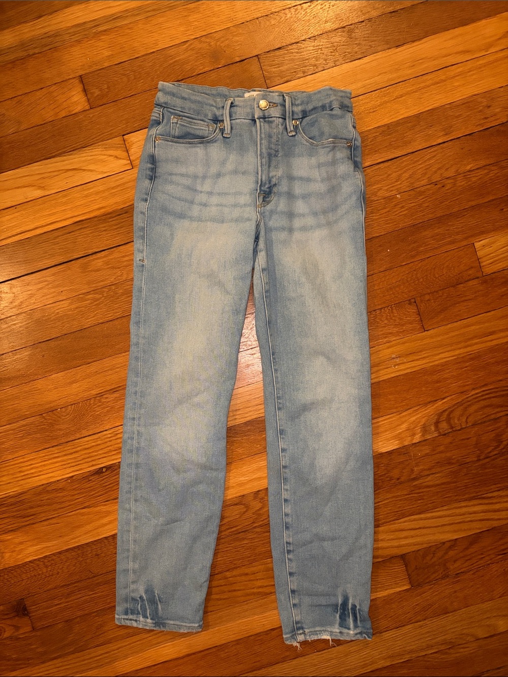 Good American High Rise Slim Straight/Cigarette Jeans - Light Wash Size 4 (27)